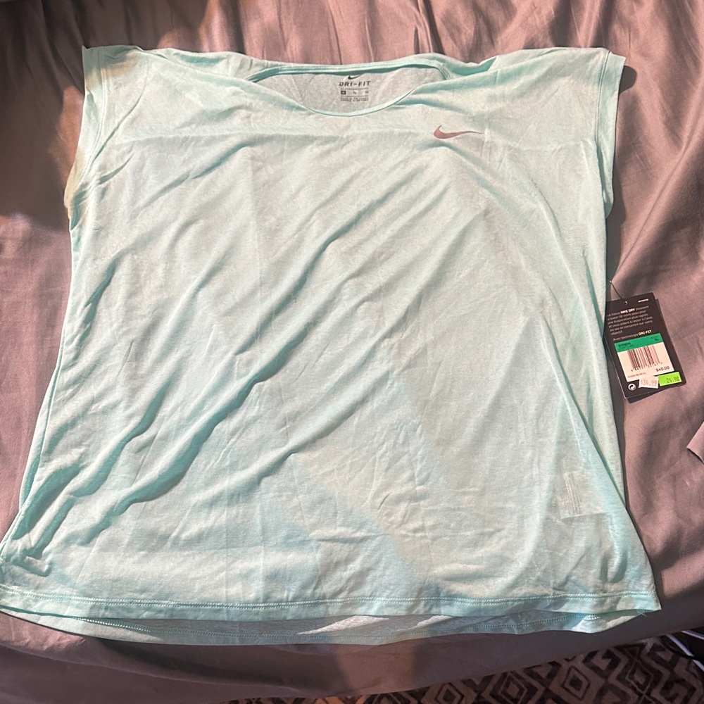 Nike Women's Light Aqua Short Sleeve Dri-FIT Tee